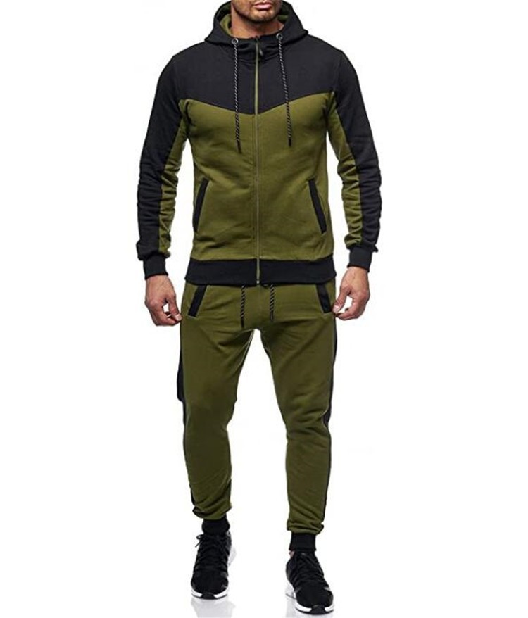 Men's Color Block Hooded Sweatshirt & Jogger Set - Winter Casual Sportswear Outfit For Gym & Streetwear​_voghion.com