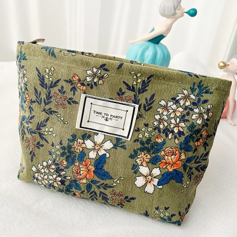 Trousse de toilette en jacquard floral, simple et tendance, grande capacité, idéale pour les voyages, les soins de la peau, les produits de toilette et le maquillage_voghion.com