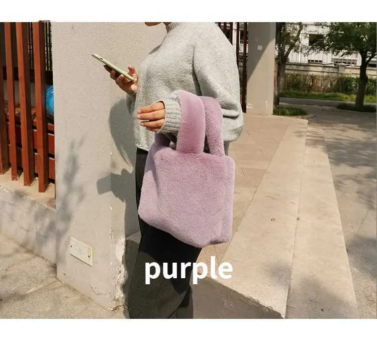 Fi Winter Bucket Artificial Fur Small Casual Shoulder Bag Design Womens Club Wallet Handbag Y241025_voghion.com