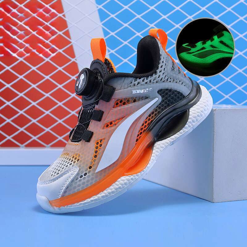 sports Single Mesh Glow-in-the-dark Men's Women's Medium And Size Children's Casual Shoes Three-piece Set_voghion.com