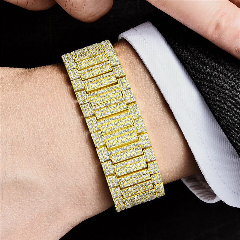 Orologi al quarzo con data di braccialetto di diamanti Hip Hop di marca cool da uomo_voghion.com