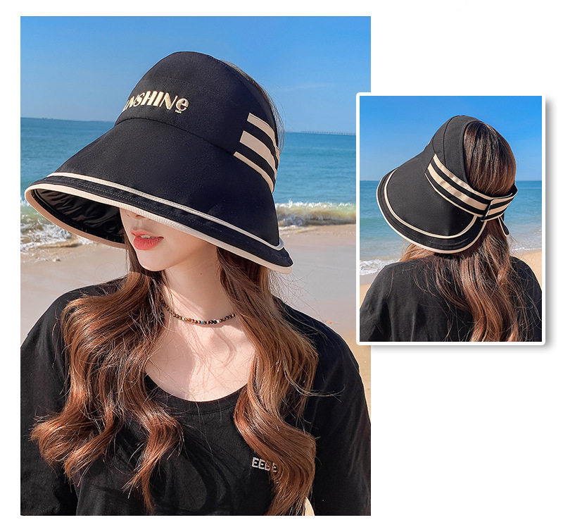 Women's Sun Visor Hat, Foldable Wide Brim Uv Protection Headwear_voghion.com