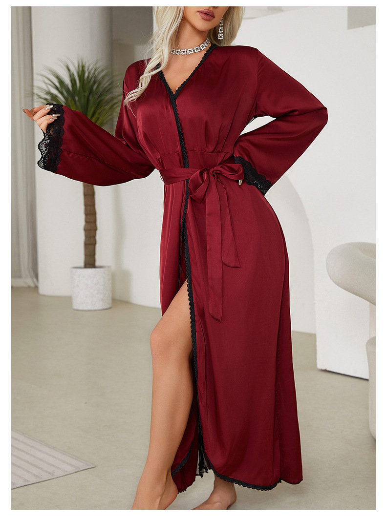 Pijamale sexy pentru femei, pijamale din plasă, din mătase gheață, lungi, pentru noapte, halat de noapte exterior_voghion.com
