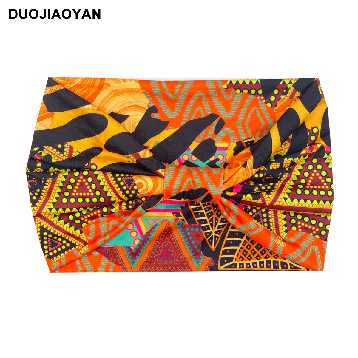 Unisex Knot headband Color matching pattern printed sports headband Fashion polka dot wide edge elastic headband_voghion.com