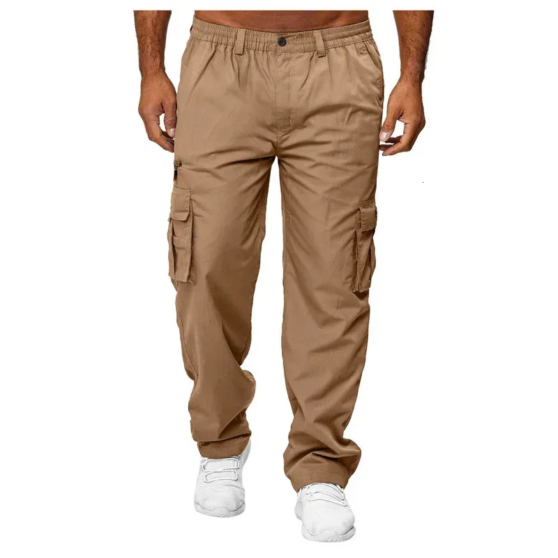 Pantalon cargo d'été pour homme, extensible, ample, multi-poches, décontracté, pour le travail, le sport et l'extérieur, 240111_voghion.com