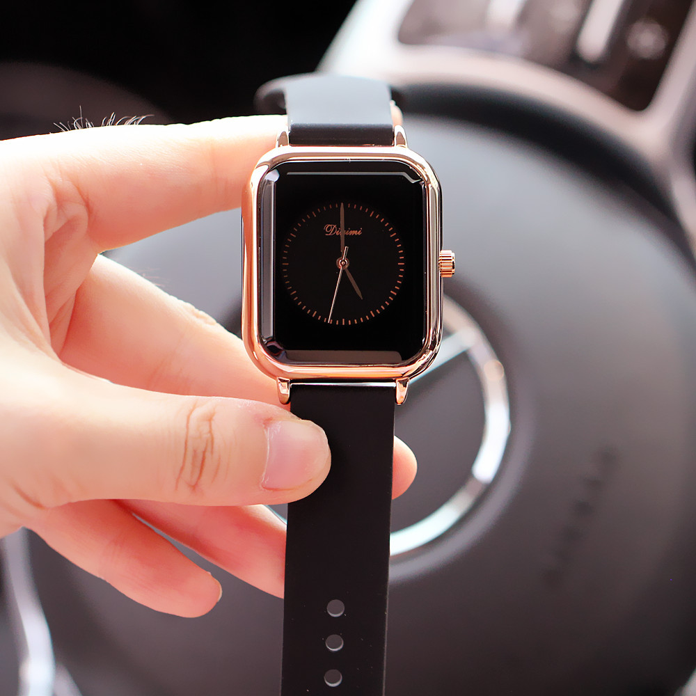 Ceas de damă nou la modă, stil Pointer, dreptunghiular, cu bandă din silicon, cu cuarț, impermeabil, versatil_voghion.com