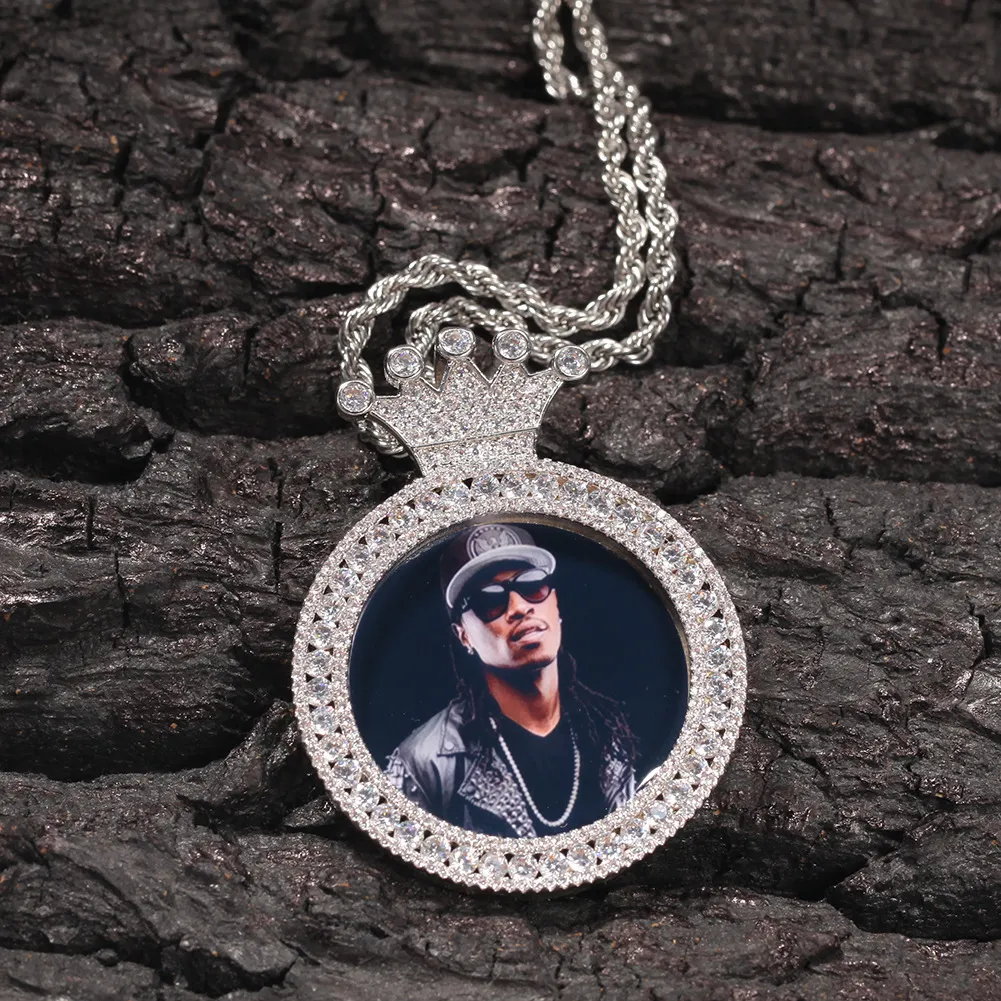 8 Styles Fine Quality Custom Photo Pendant Necklace Cubic Zircon Hip Hop Personalized DIY Picture Jewelry Bijoux_voghion.com