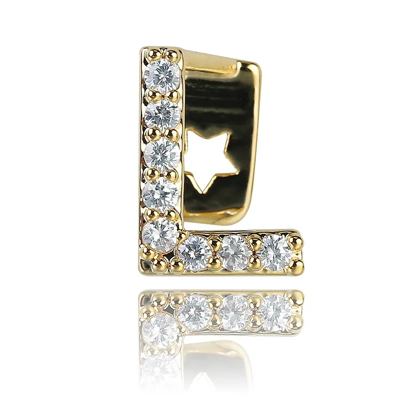 Weißgold Iced Out A-Z Benutzerdefinierter Name Buchstabe Grillz Voller Durchmesser Zirkonia Bg Zähne DIY Fang Grills Untere Zahnkappe Hüfte_voghion.com