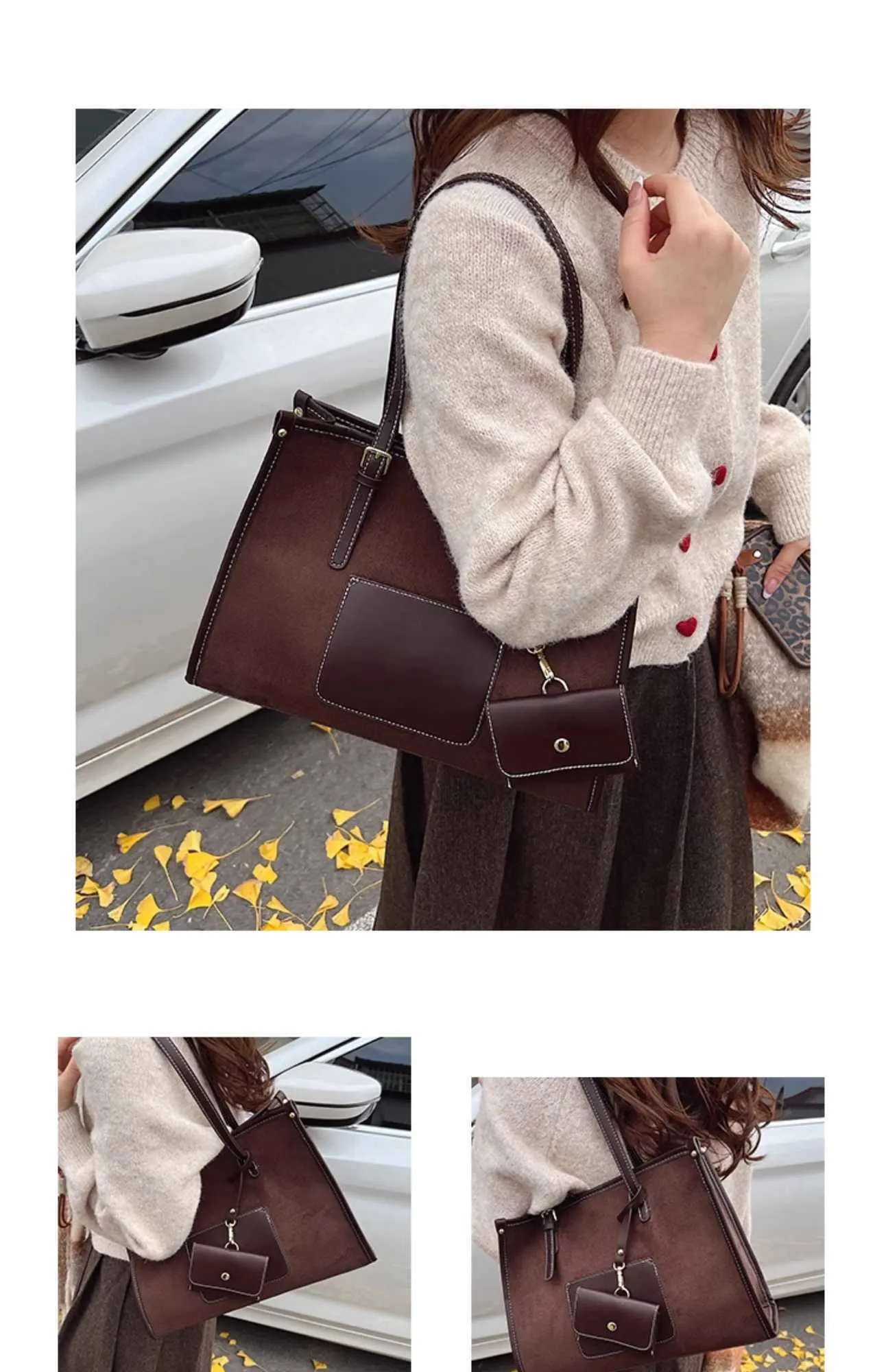 Women's Large Capacity Suede Shoulder Bag For Casual Commuting_voghion.com