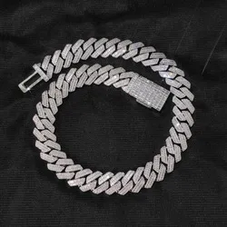 Bracciale con catena cubana Miami K, in argento Sterling, con 4 file di moissanite da 20 mm, personalizzato, per uomo._voghion.com