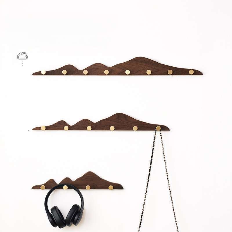 【 42000 People's Collection 】 Solid Wood Clothes No Punching Brass Long Row Hooks, Fitting Room Wardrobe, Entrance, Coat_voghion.com