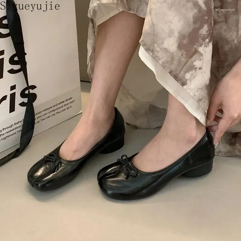 Pantofi sport casual cu vârf despicat, balerini Mary Jane din piele, balerini pentru femei, pantofi 2024, la modă, cu fundă, balerini pentru femei_voghion.com