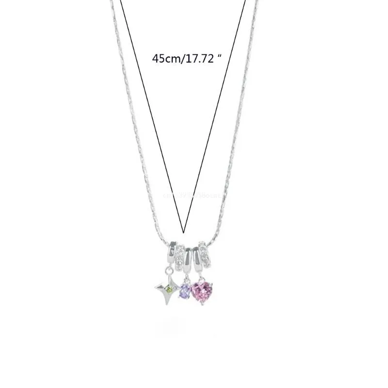 Colliers pendentifs Collier délicat Étoile Coeur Bijoux Ras du cou Chaîne épaisse Y2K Clavicule Femmes Fille Anniversaire Dropship_voghion.com