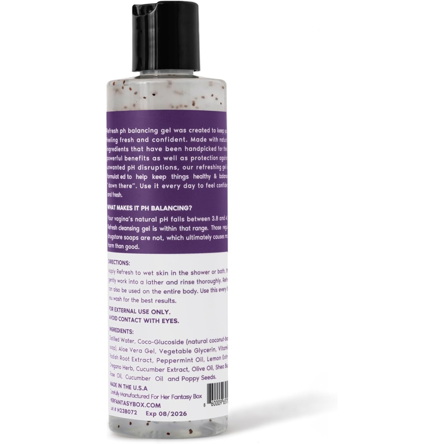 Novo Her Fantasy Box Refresh pH Balancing Shower Gel - Solução natural de higiene feminina para limpeza suave, controle de odores e nutrição da pele_voghion.com