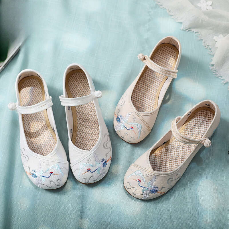 embroidered Fabric Women's Single Zero Batch Oxfords Soft Sole Dance_voghion.com