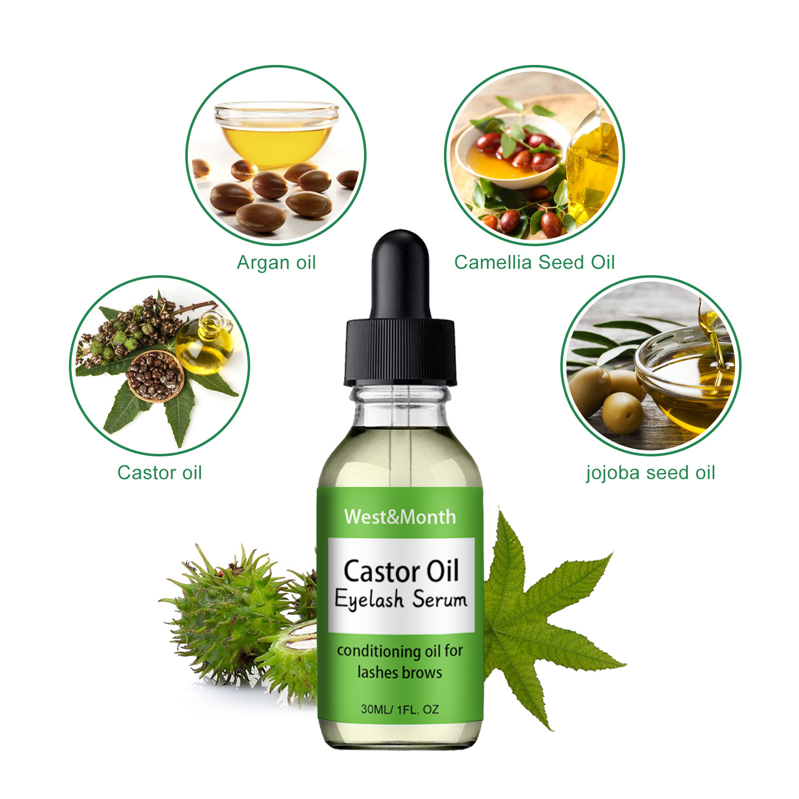 West&Month Castor Mascara Liquid Natural Slim Black Thick Moisturizing Curling and Traceless Essential Oil_voghion.com