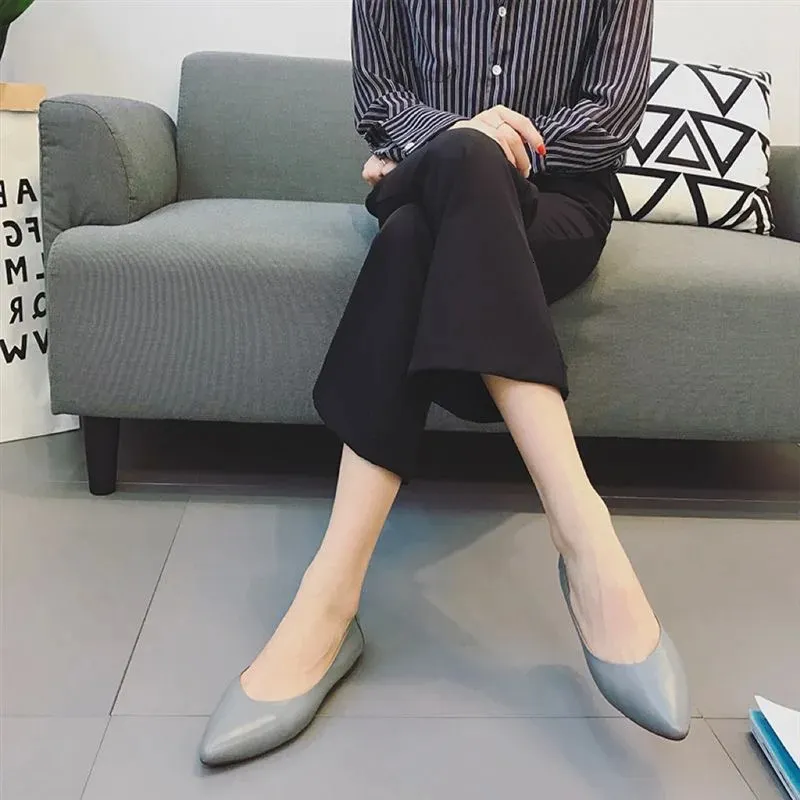 Women's Pointed Toe Flat Shoes Comfortable Slip On Boat Flats_voghion.com