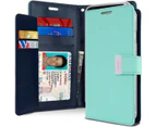 Goospery 16 Rich Diary Wallet Flip Case Skórzane przegródki na karty Magnetyczna okładka (Aqua)_voghion.com