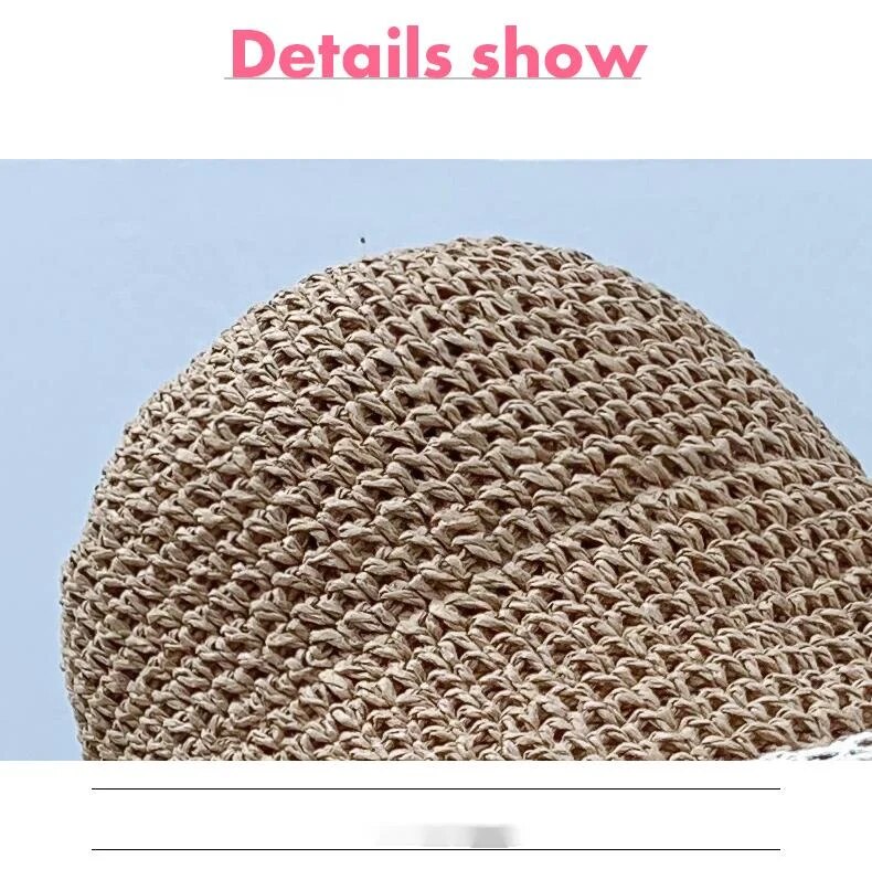 Internet famous straw female summer lace tied hat, fresh refreshing beach vacation, sun protection and shading hat strap_voghion.com