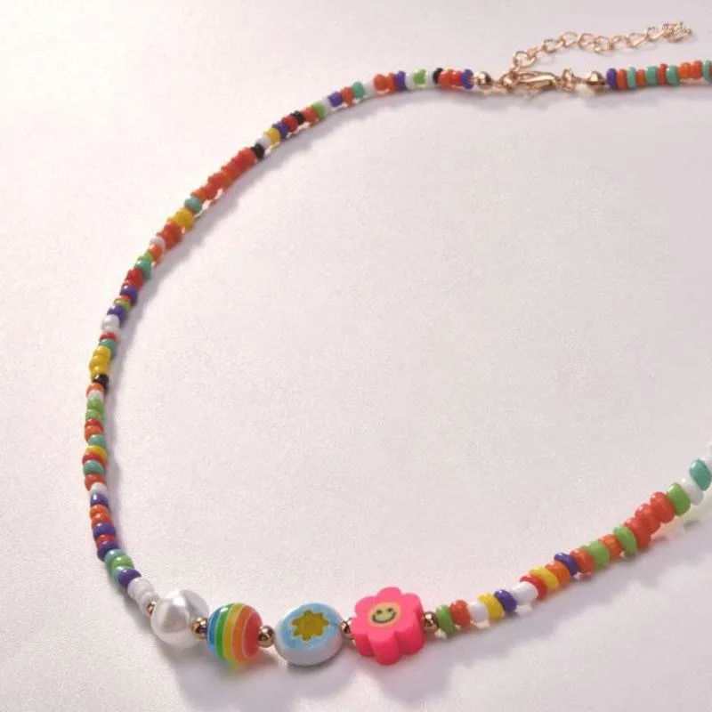 Chains 2023 Summer Boho Colorful Pearl Resin Seeds Beads Handmade Collar Clavicle Choker Necklaces For Women Jewelry_voghion.com
