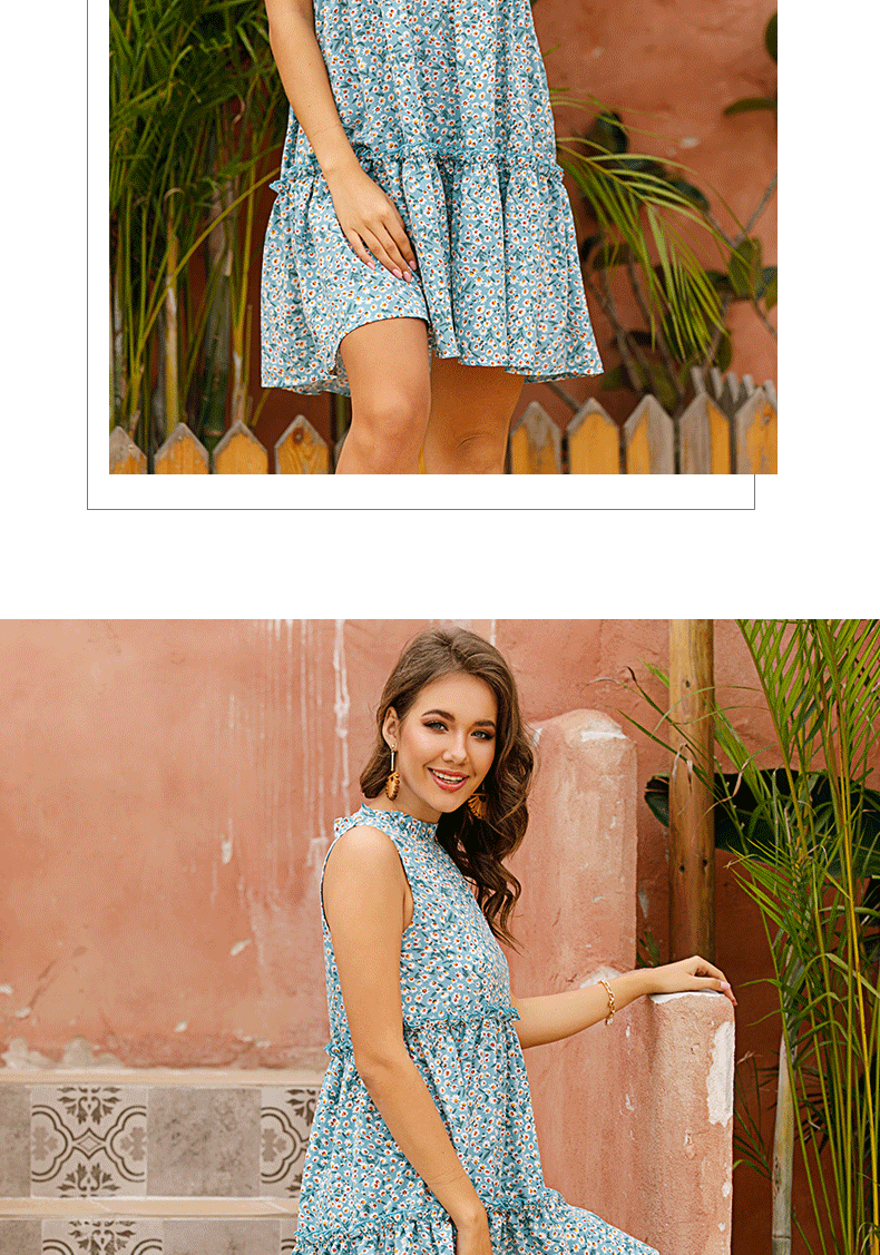 Vestido plisado para mujer con borde efecto madera y cuello_voghion.com