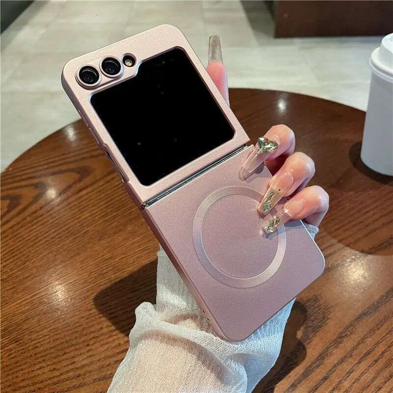 Suitable For ZFlip6 Liquid Silicone Folding Phone ZFlip5 Metallic Paint Magnetic Protective Case, And ZFlip4_voghion.com