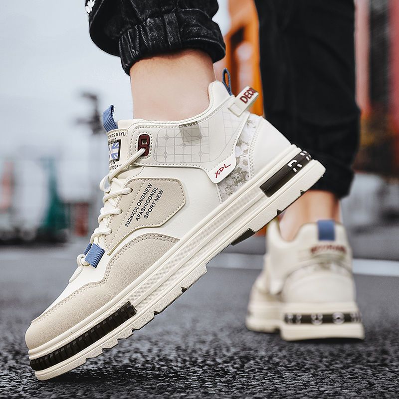 Pantofi sport casual pentru bărbați, cu talpă groasă, versatili, 2024, stil britanic, stil nou, piele, stil de lucru, Martin_voghion.com