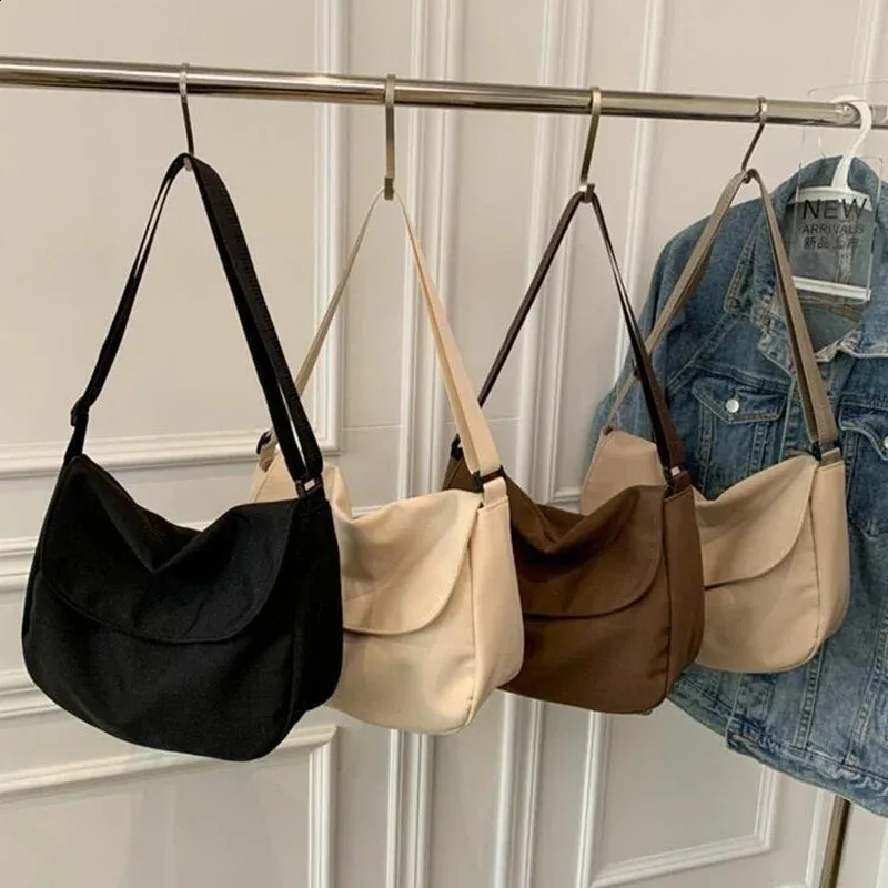 Solid Color Crossbody Simple Ladies Shoulder Waterproof Nylon WomenS Handbags Fashion Messenger Bag Women 240827_voghion.com