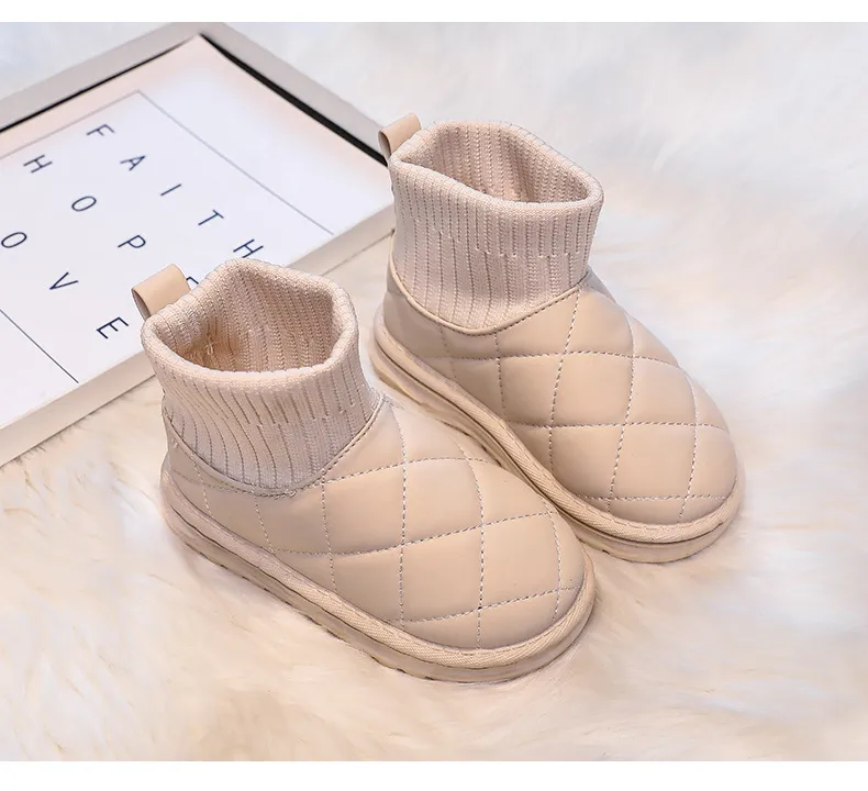 Barnsockor Snö Flickor Korta Ankelstövlar Barn Söta Sömnad Höst Vinter Varma Bomullsplyschskor För Pojkar Unisex PU_voghion.com