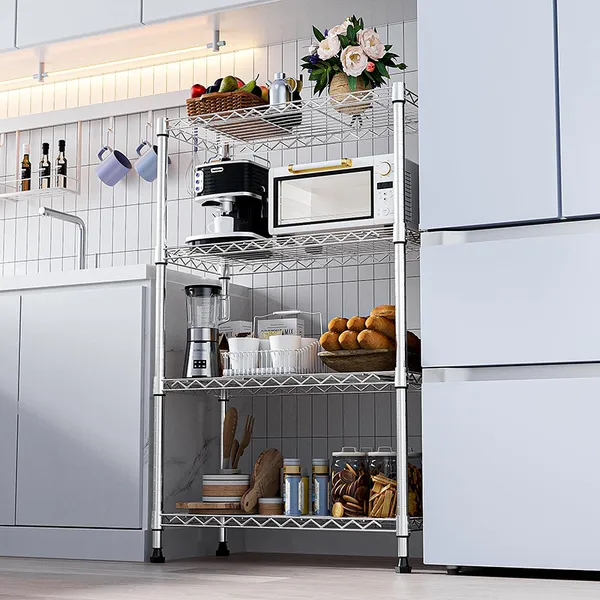 1000 Lbs Storage Shelving Steel Heavy Duty 4-Tier Utility Shelving Unit Steel Organizer Wire Rack For Home,Kitchen,Office,Chrome (13.7' D X 29.5' W_voghion.com