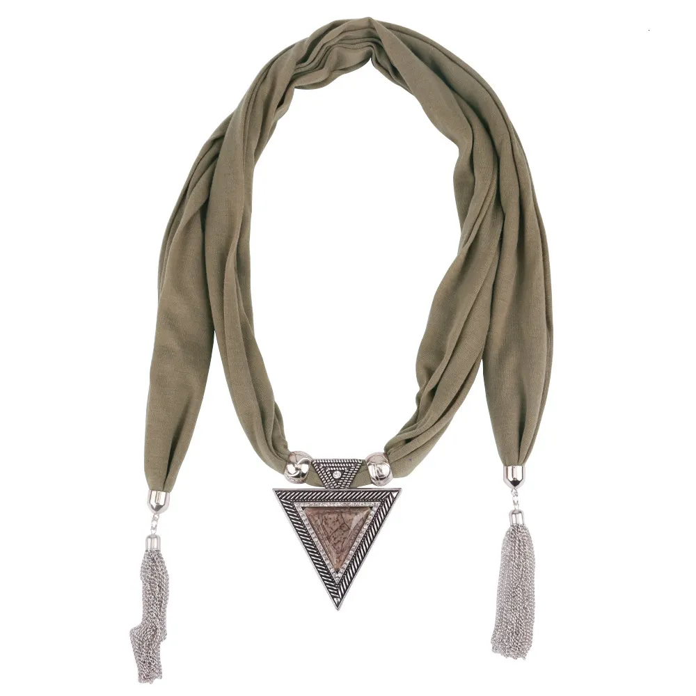 Collier et écharpe à pendentif tricolore en alliage de résine pour femme_voghion.com