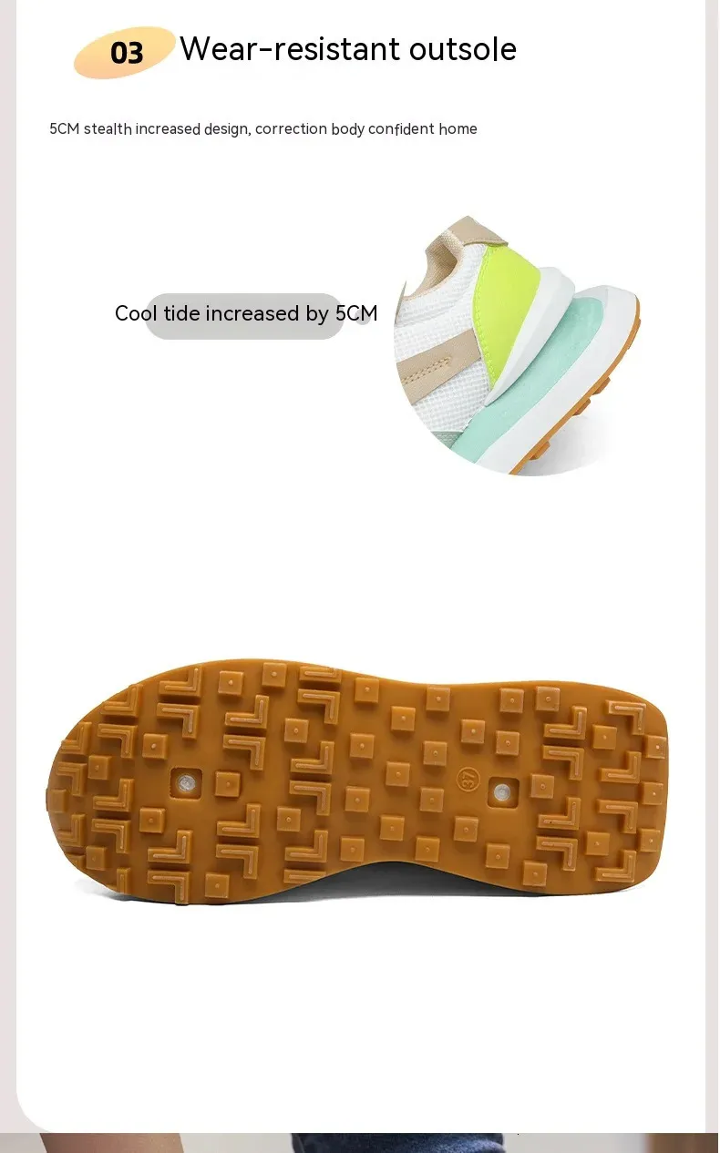 Women's Thick Soled Daddy Shoes Breathable Mesh Sports Trainers_voghion.com