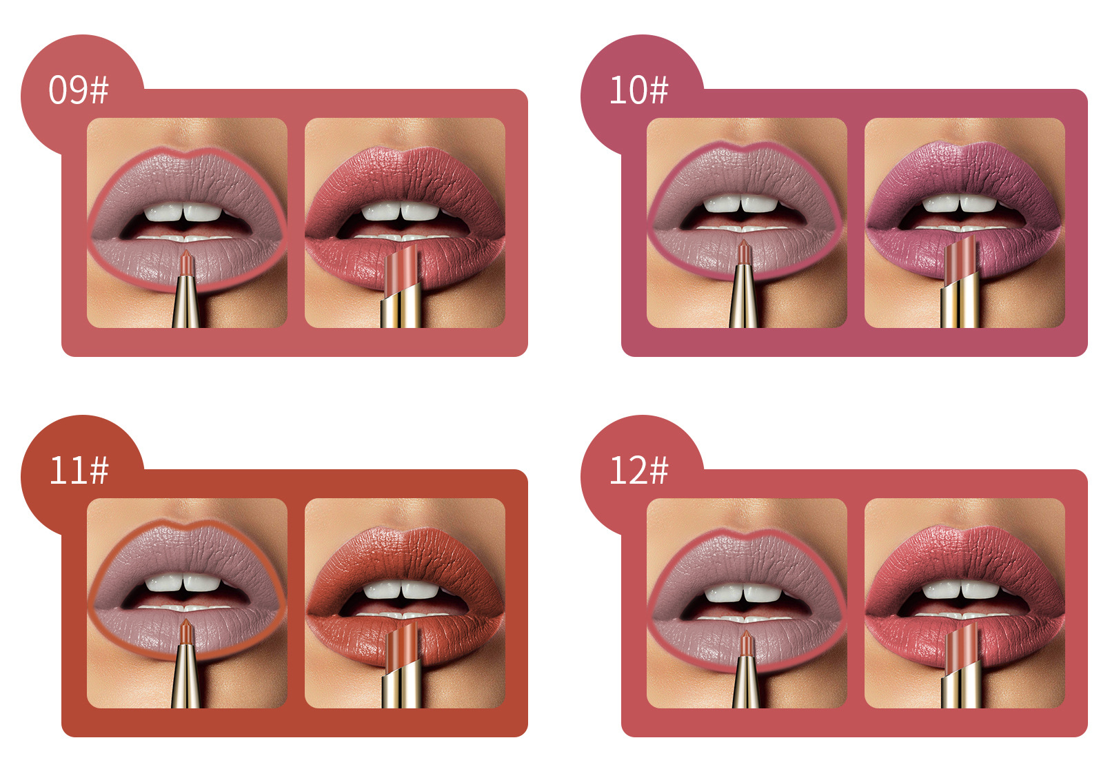 QIC lipliner lip makeup women are not easy to decolorize line hook double head rotary matte paint lipstick pen_voghion.com