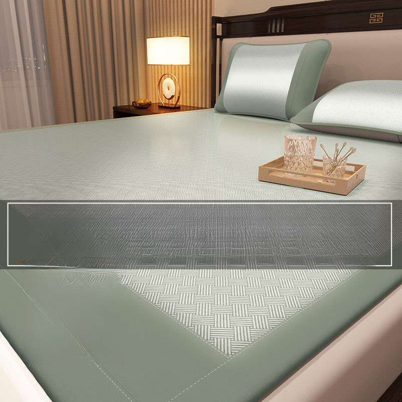 Summer Mugwort Ice Silk Cool Three-piece Set, Machine Washable And Washable, Student Dormitory Single Rattan Mat, Breathable_voghion.com