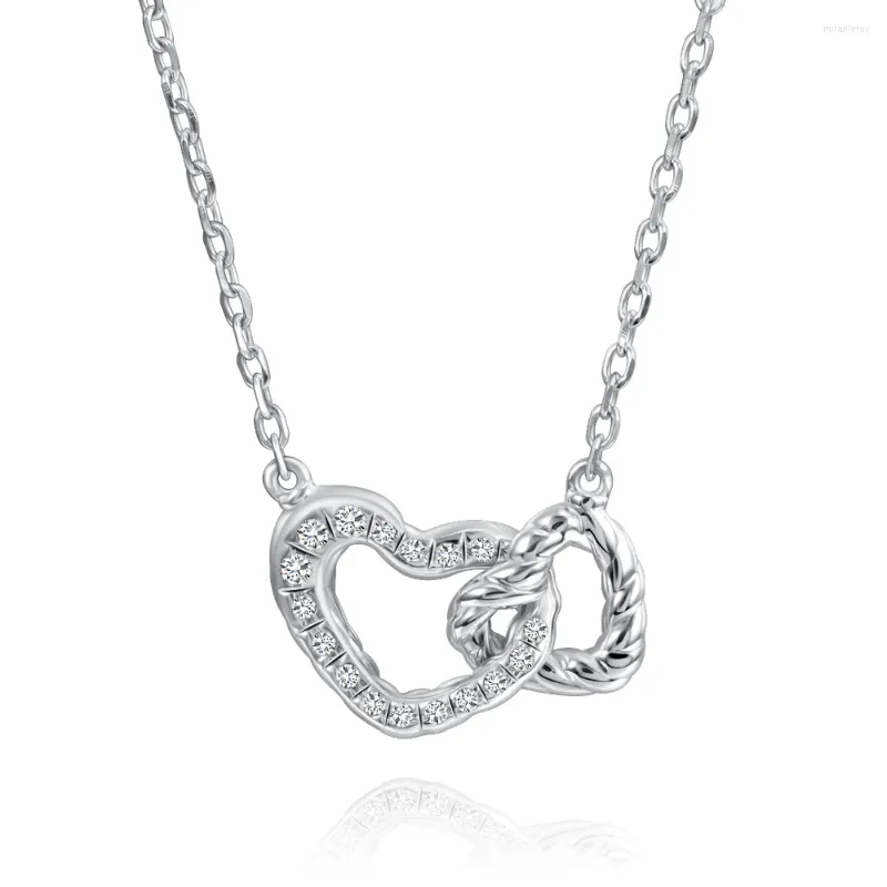 Moissanite Heart Necklace Sterling Silver Adjustable Pendant_voghion.com