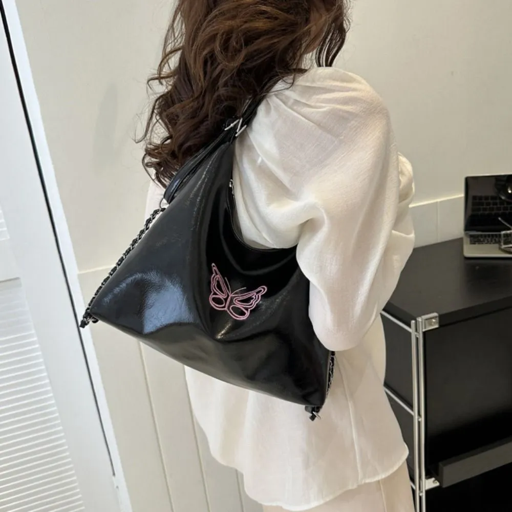 Multifunktionale PU-Lederkette Schultertasche Dual Purpose Korean Style All-Match Große Kapazität Einkaufstasche Geschenk_voghion.com