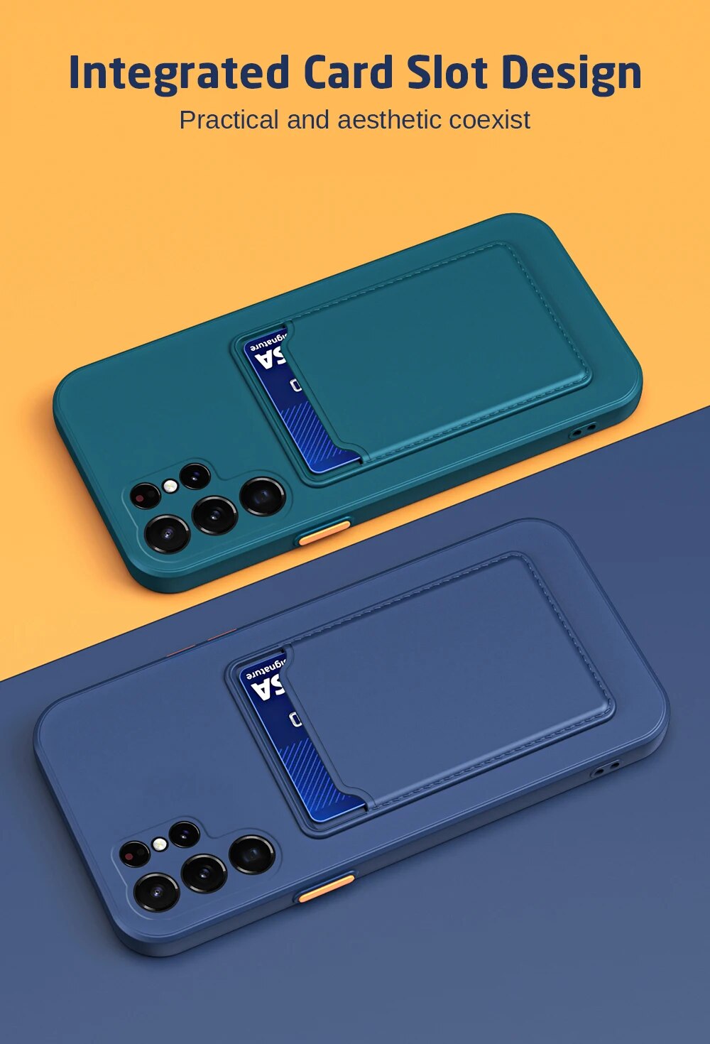 Funda de silicona color caramelo para Samsung Galaxy S24 Ultra con ranura para tarjetas y ranura para tarjetas para Samsung S24 Plus, S24 Ultra y S 24 5G_voghion.com