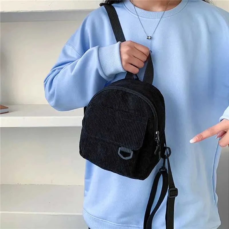 Zaino in velluto a coste da donna borsa a spalla alla moda_voghion.com