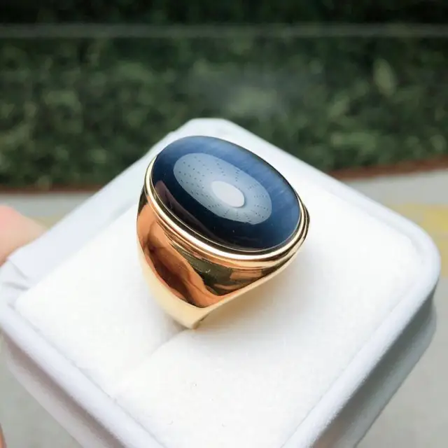 Anello da uomo in acciaio inossidabile con opale ovale, liscio e di grandi dimensioni, con spedizione all'ingrosso diretta per feste e matrimoni._voghion.com