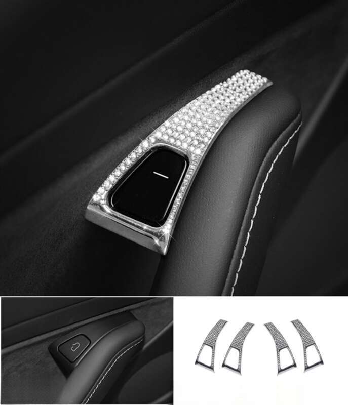 Potrivit pentru modificările interioare ale modelului Tesla, volan, mâner ușă, autocolant decorativ cu diamant pentru sigla mașinii_voghion.com