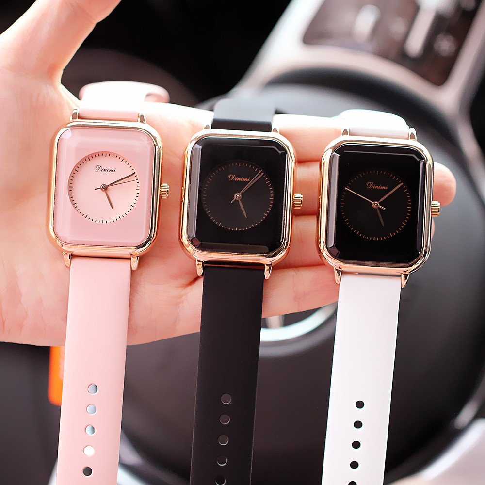 Ceas de damă nou la modă, stil Pointer, dreptunghiular, cu bandă din silicon, cu cuarț, impermeabil, versatil_voghion.com