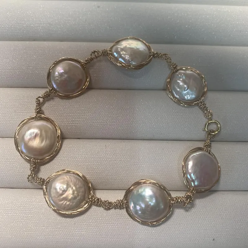 Link Bracelets Natural Pearls Have Very Good Gloss.White And Gray Baroque Retro Designer's Works By Postage_voghion.com