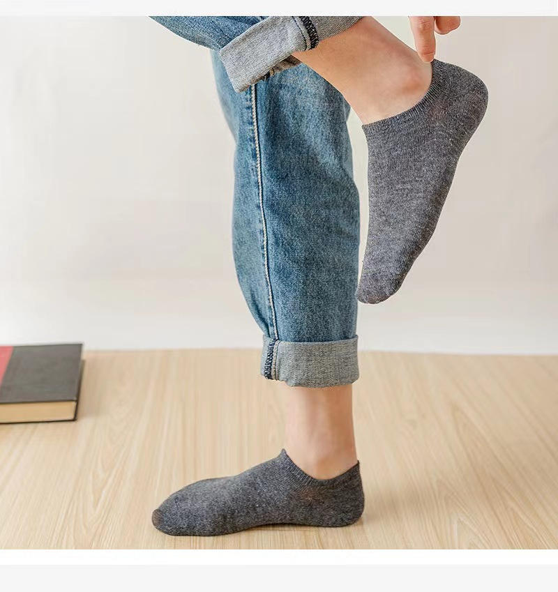 Black and white gray women's socks men's and women's socks summer autumn and winter Four Seasons solid color men's short tube boat Socks invisible low_voghion.com