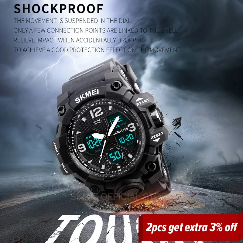 Shockproof Digital Sports Watch For Men Waterproof Chronograph_voghion.com
