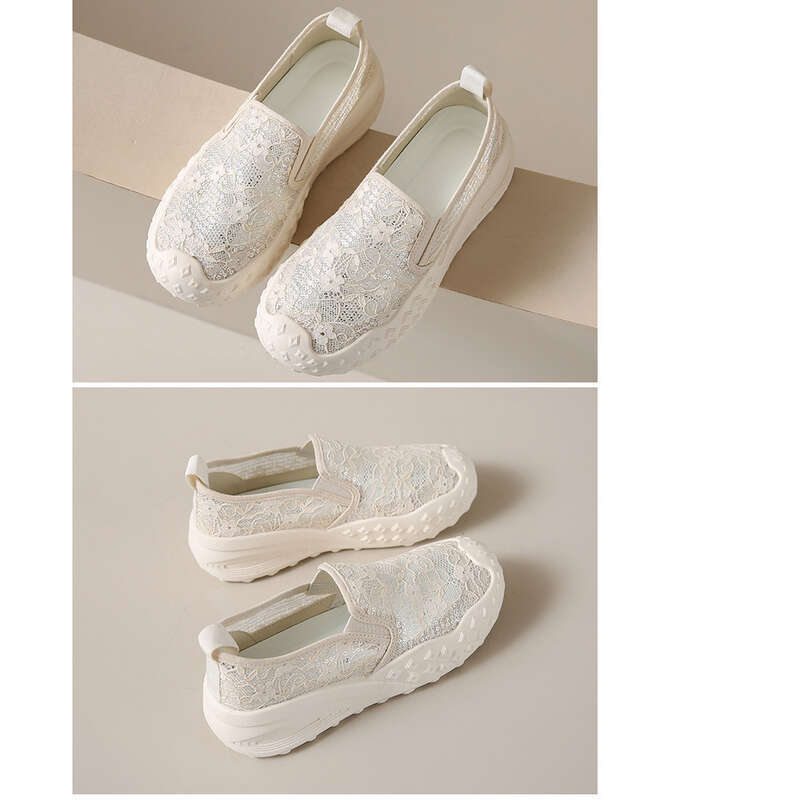 Γυναικεία παπούτσια Yongge από δαντέλα και mesh ζακάρ, με μικρό άρωμα, χοντρή σόλα, αναπνεύσιμα, με ένα πόδι._voghion.com