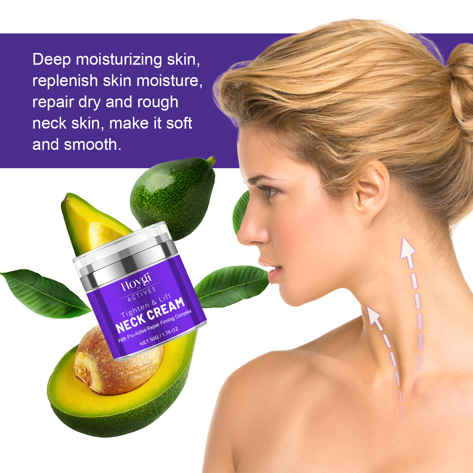 Hoygi Crema idratante rassodante per il collo, idratante, schiarente, sbiadita, levigante e abbellente per il collo_voghion.com