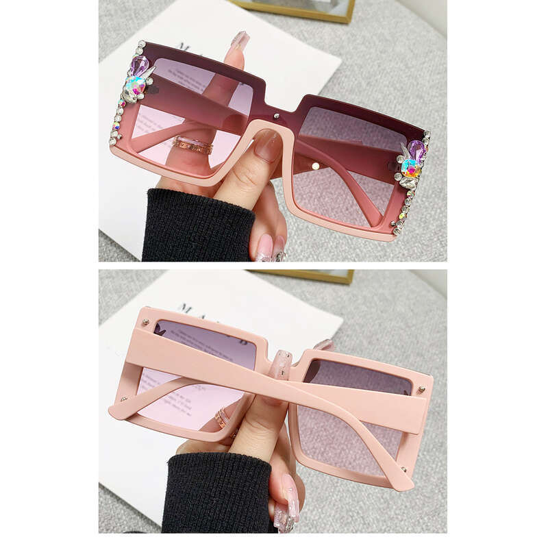 Large Frame Diamond Tinted Sunglasses, UV Resistant And Strong Light Resistant. Driver Driving, Shading, Taking Photos,_voghion.com