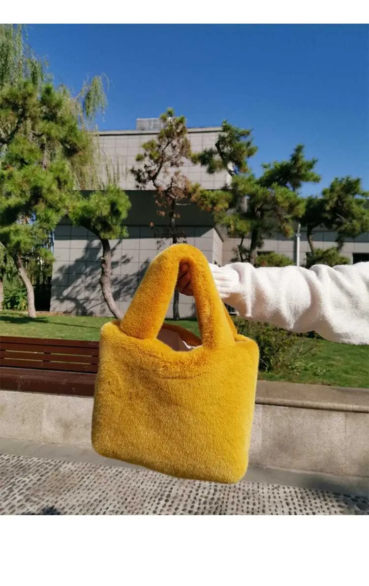 Fi Winter Bucket Artificial Fur Small Casual Shoulder Bag Design Womens Club Wallet Handbag Y241025_voghion.com