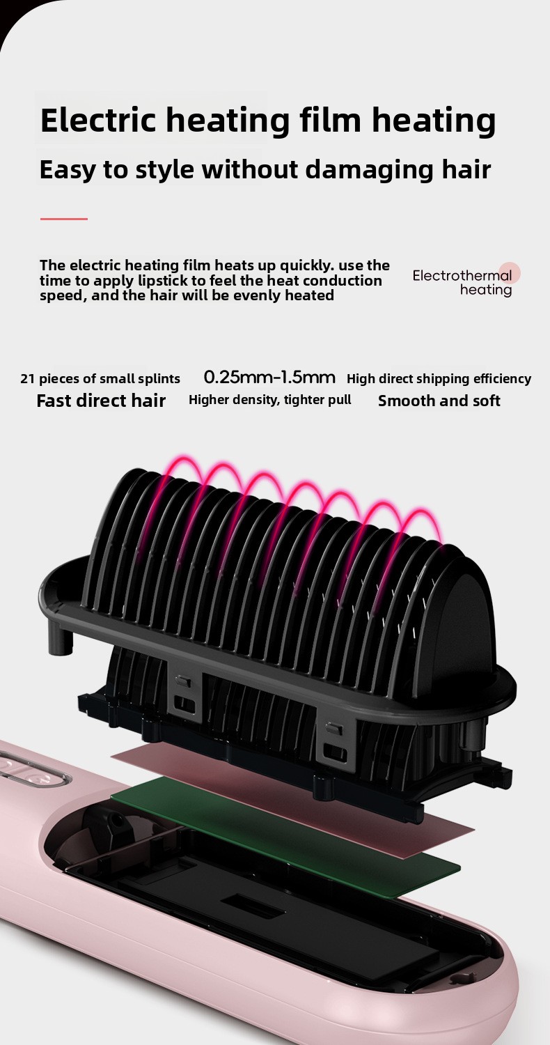 Portable Wireless Hair Straightener Comb - 2-in-1 Electric Hair Curler & Straightening Iron For Styling On-the-Go_voghion.com
