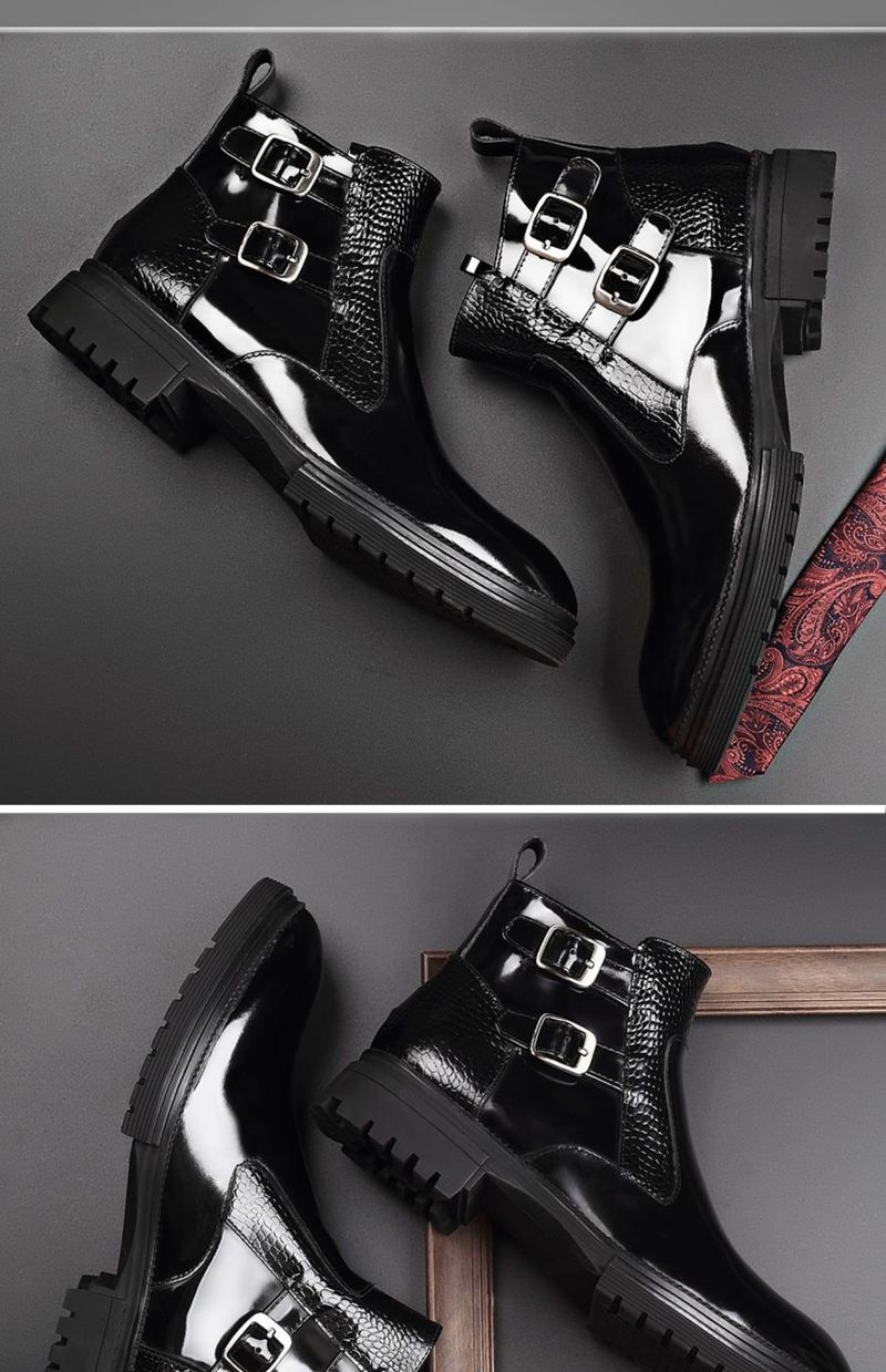 Men’s Shoes leather men's short thick soled big head round boots_voghion.com